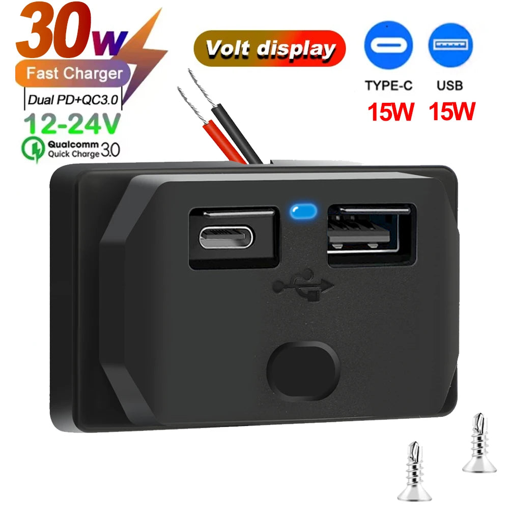 🔌🚗 Adaptador de Cargador para Coche 12V/24V – Splitter con PD y QC3.0 de 2/4 Puertos