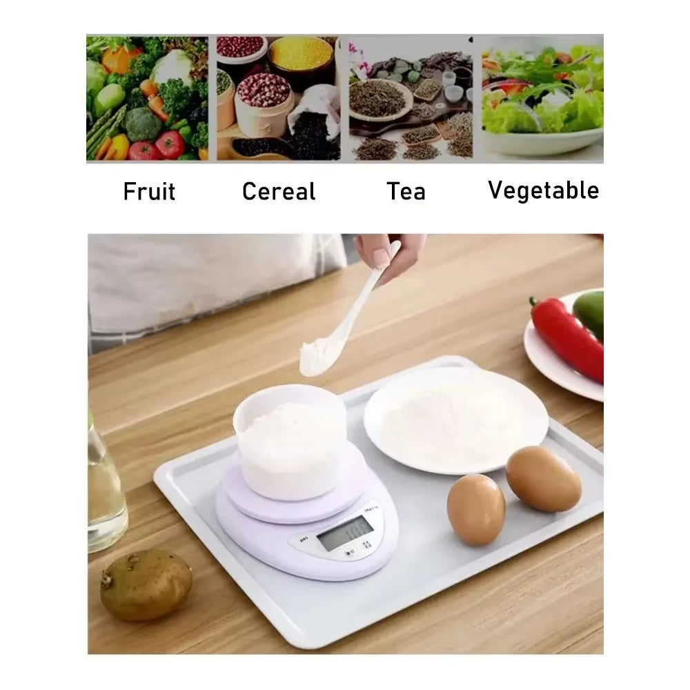 5 Kg/1Gramkitchenscale Reusable Electronic Scale with Portable LED Digital Display Foodscale Weighing Scale Kitchen Baking Scale