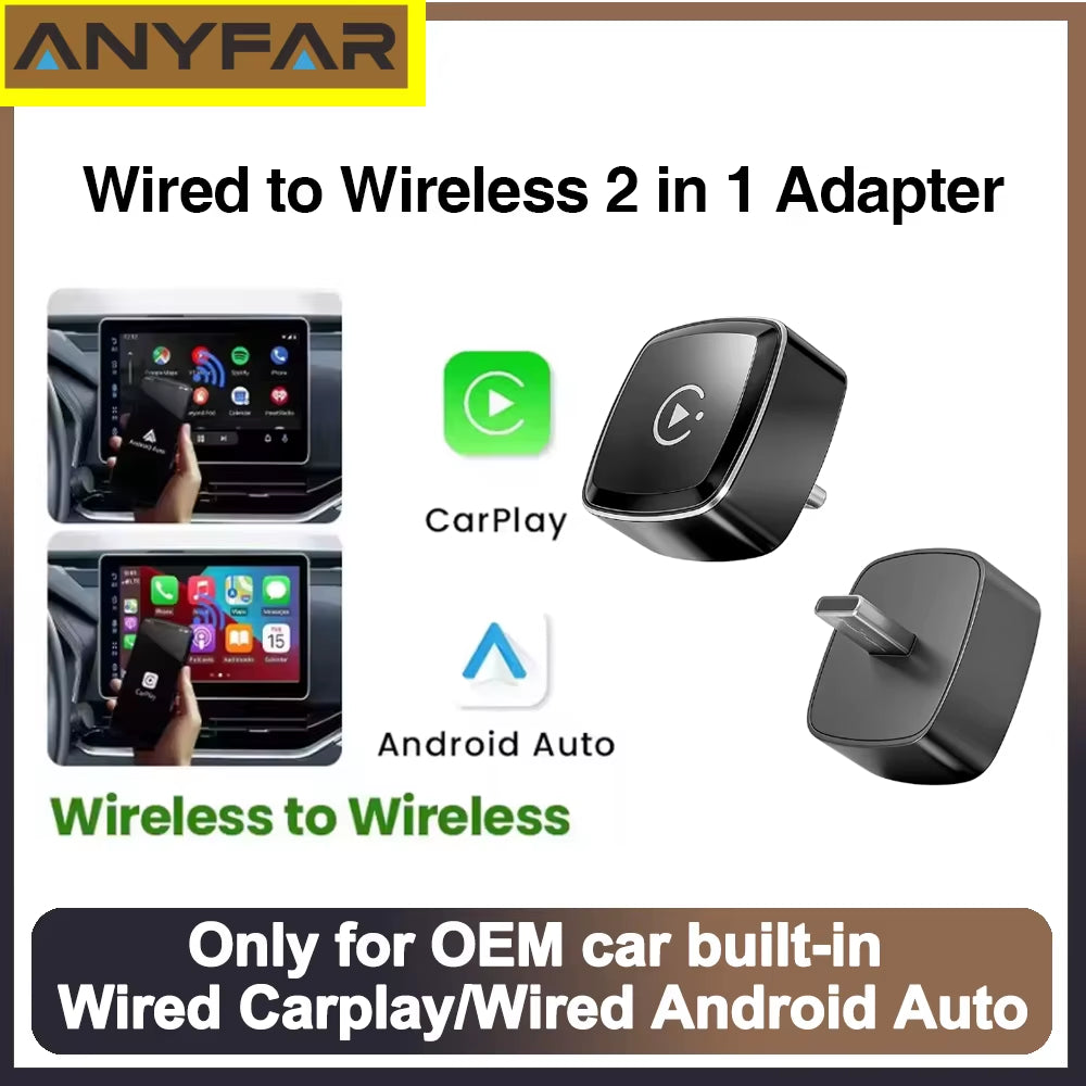 🚗 Adaptador Inalámbrico Type-C para CarPlay y Android Auto – Dongle Inteligente 2 en 1