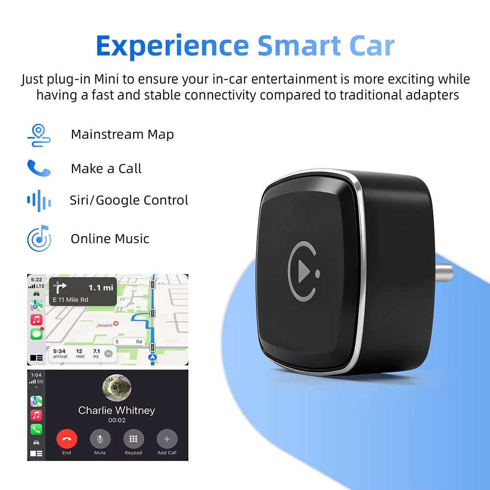 🚗 Adaptador Inalámbrico Type-C para CarPlay y Android Auto – Dongle Inteligente 2 en 1