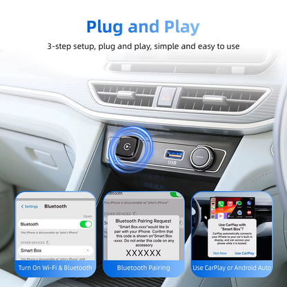 🚗 Adaptador Inalámbrico Type-C para CarPlay y Android Auto – Dongle Inteligente 2 en 1