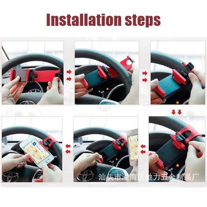 🚗📱 Soporte Universal para Móvil en el Volante con Clip de Hebilla – Ajuste Seguro y Rotación 360°