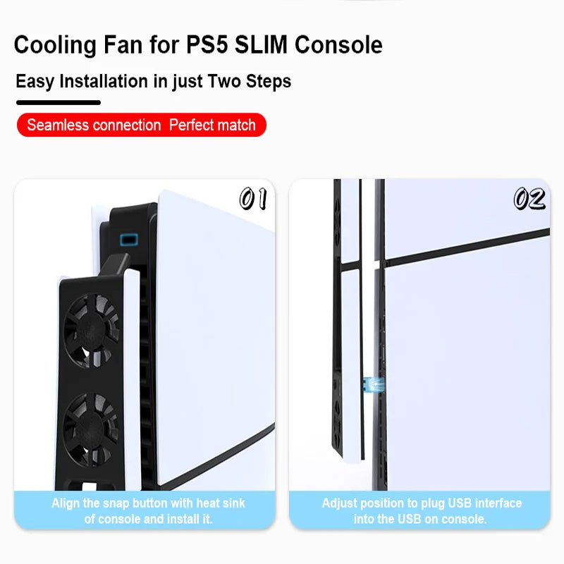❄️🎮 Ventilador Cooling Fan para PS5 Slim – Sistema de Refrigeración con Luz LED