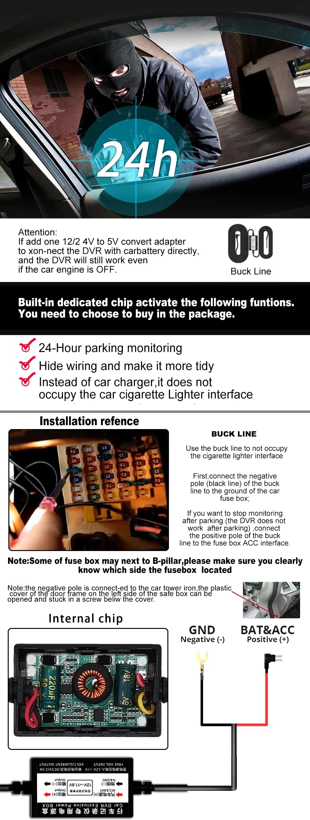 🚘📹 Cámara de Salpicadero 3 Canales – Dashcam DVR HD 1080P con Grabación Interior