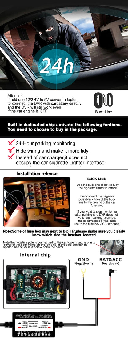 🚘📹 Cámara de Salpicadero 3 Canales – Dashcam DVR HD 1080P con Grabación Interior