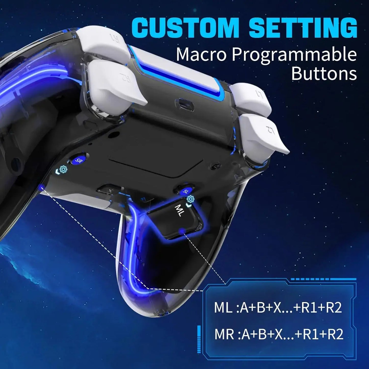 🎮 Controladores Inalámbricos Saitake para PS4 – Joystick Hall 3D con Iluminación RGB
