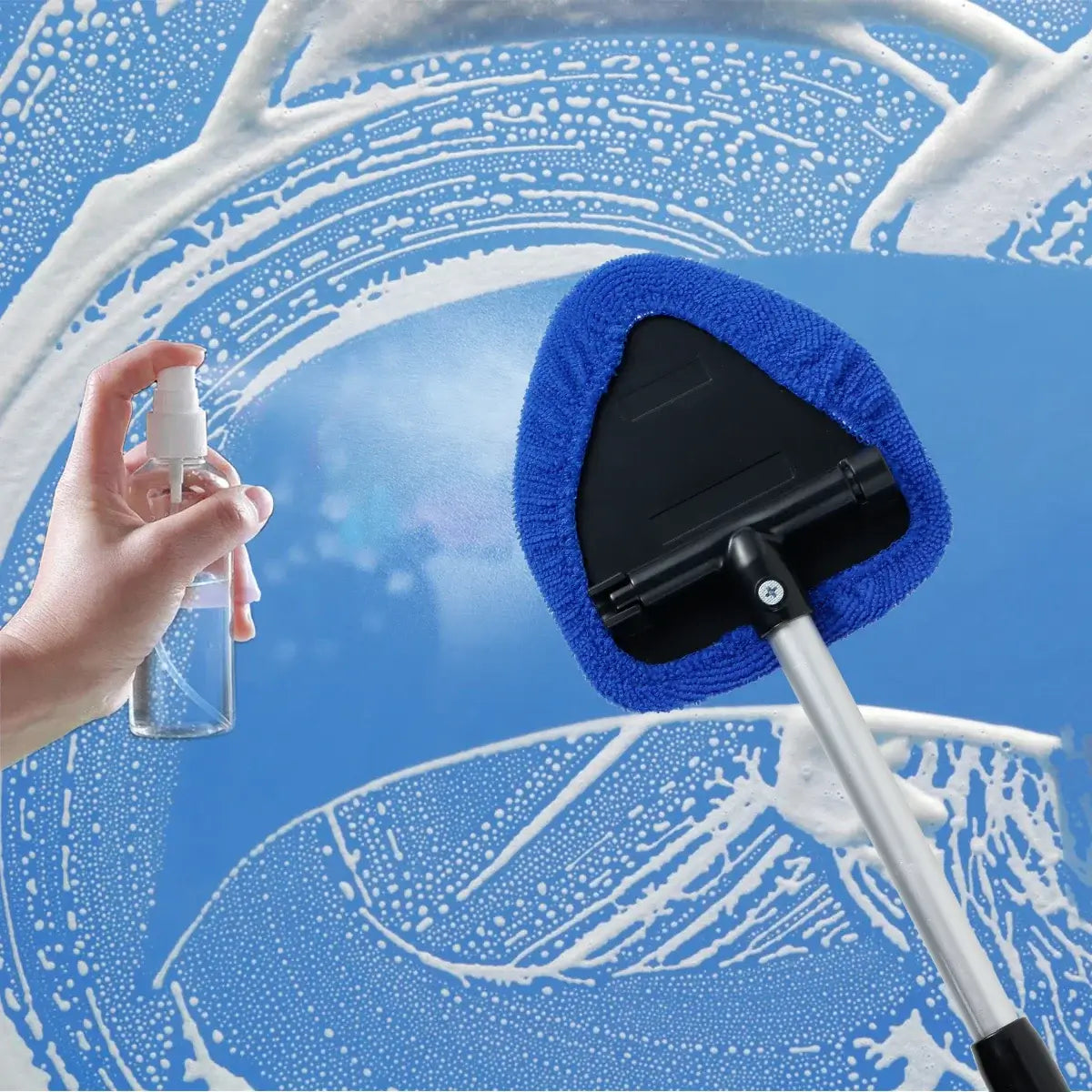 🚗✨ Limpiador de Parabrisas con Eliminador de Niebla – Herramienta Telescópica de Microfibra