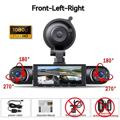 🚗📹 Dash Cam 360º con 4 Cámaras – Grabador DVR para Coche con Visión Nocturna
