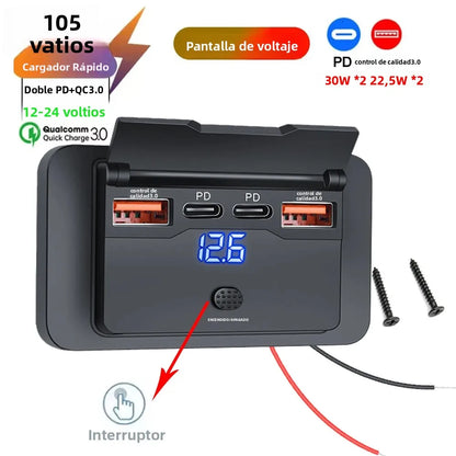 🔌🚗 Adaptador de Cargador para Coche 12V/24V – Splitter con PD y QC3.0 de 2/4 Puertos