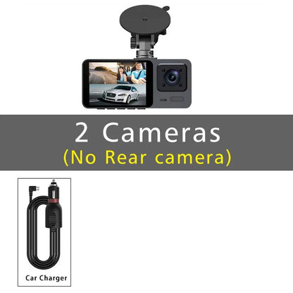🚘📹 Cámara de Salpicadero 3 Canales – Dashcam DVR HD 1080P con Grabación Interior