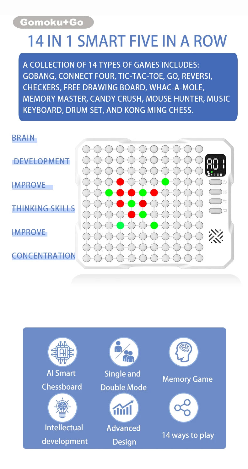 🎮🧠 Juego de Mesa Inteligente Electrónico 14 en 1 – Diversión y Aprendizaje para Toda la Familia
