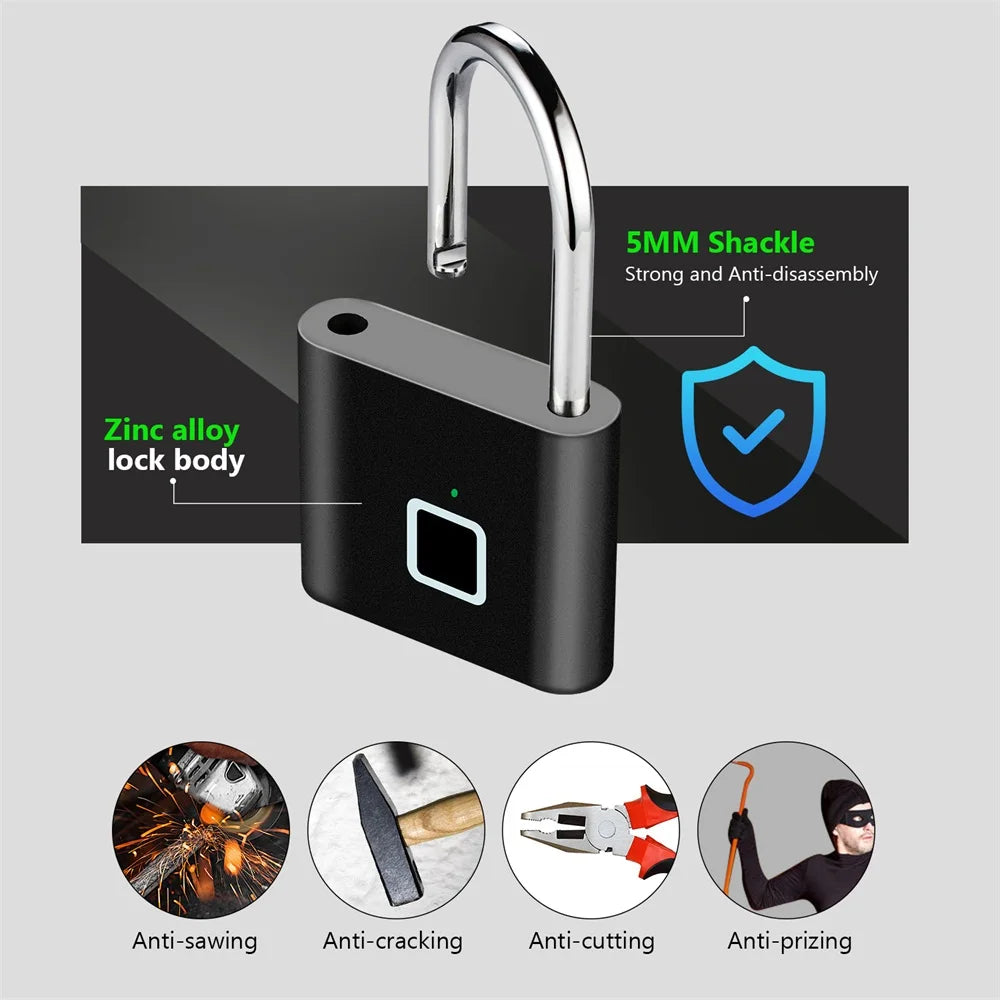 🔐 Cerradura Inteligente KERUI con Huella Dactilar – Candado Antirrobo USB Impermeable