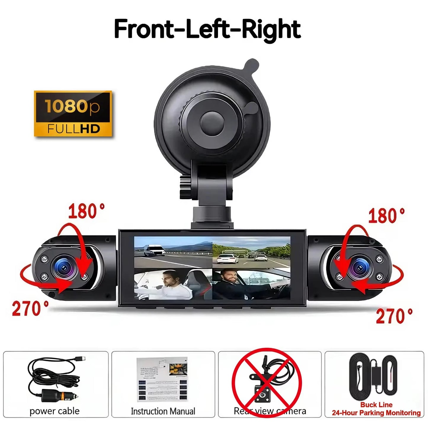 🚗📹 Dash Cam 360º con 4 Cámaras – Grabador DVR para Coche con Visión Nocturna