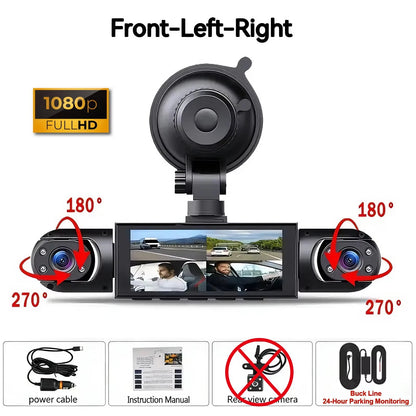 🚗📹 Dash Cam 360º con 4 Cámaras – Grabador DVR para Coche con Visión Nocturna