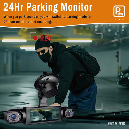 🚗📹 Dash Cam 360º con 4 Cámaras – Grabador DVR para Coche con Visión Nocturna