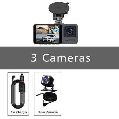 🚘📹 Cámara de Salpicadero 3 Canales – Dashcam DVR HD 1080P con Grabación Interior