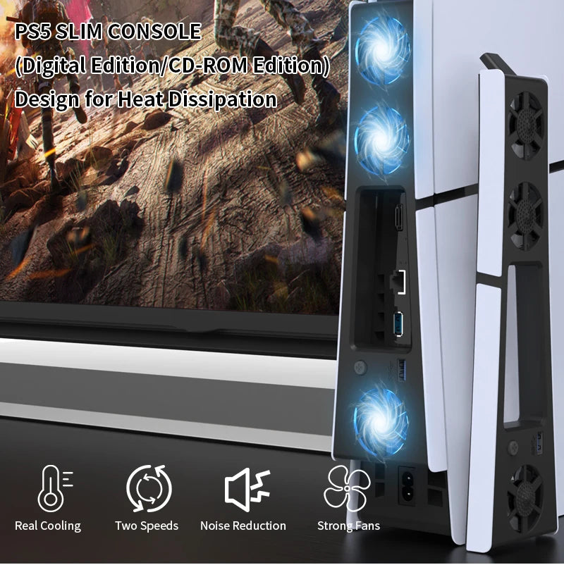 ❄️🎮 Ventilador Cooling Fan para PS5 Slim – Sistema de Refrigeración con Luz LED
