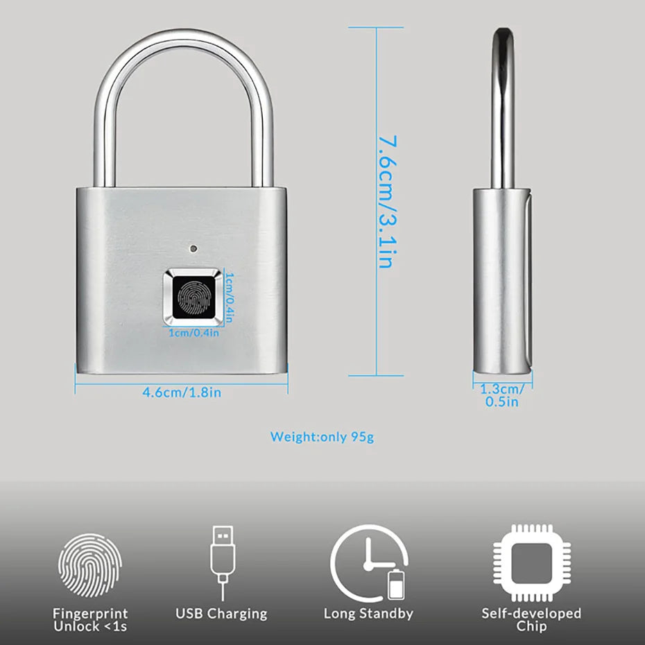 🔐 Cerradura Inteligente KERUI con Huella Dactilar – Candado Antirrobo USB Impermeable