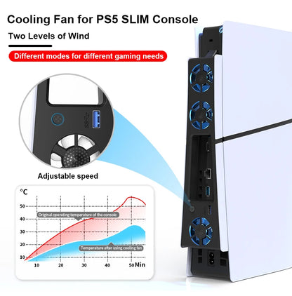 ❄️🎮 Ventilador Cooling Fan para PS5 Slim – Sistema de Refrigeración con Luz LED