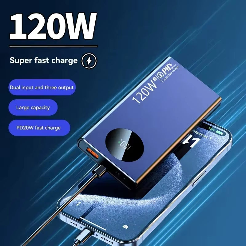 🔋 Banco de Energía Portátil de Alta Capacidad 120W – 50.000 mAh con Carga Rápida
