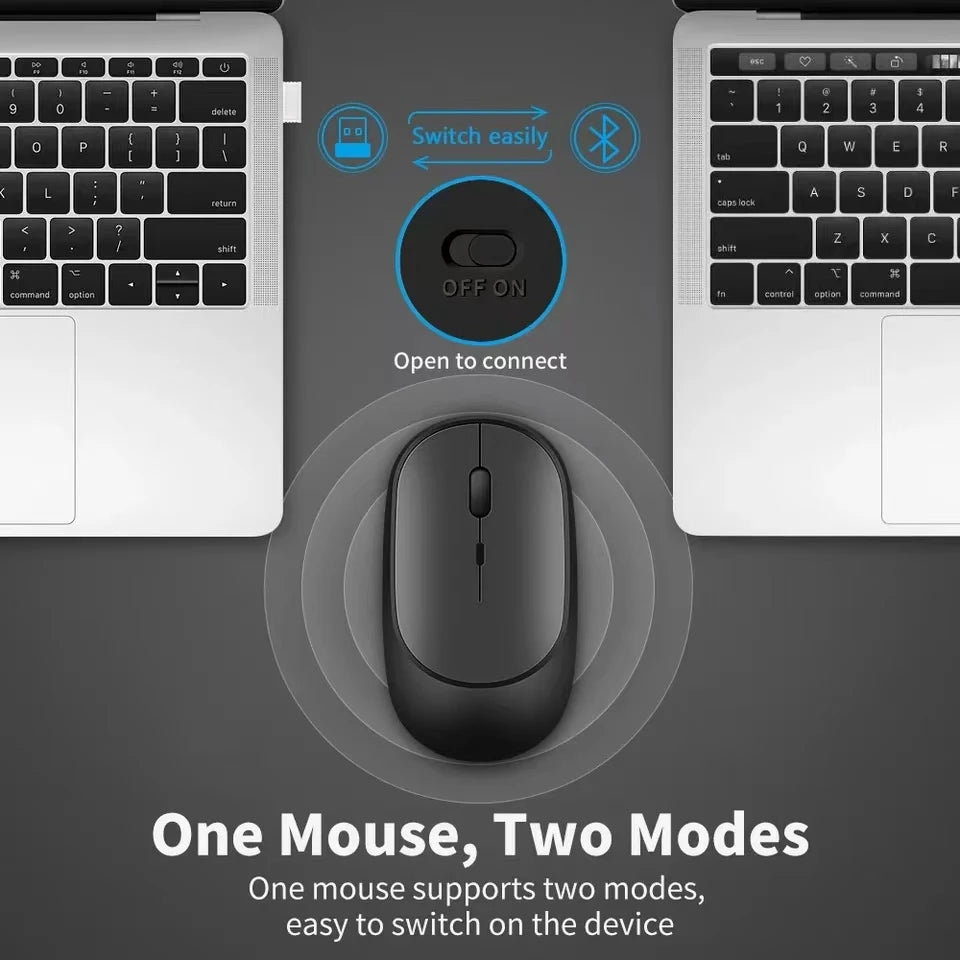 Ratón inalámbrico recargable para gamers, modo dual, compatible con Bluetooth, 2,4 G, USB, para portátil, tableta, PC, Macbook.