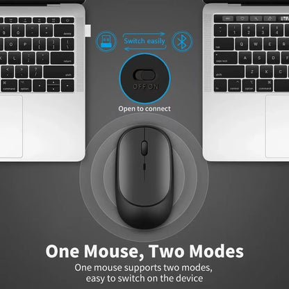 Ratón inalámbrico recargable para gamers, modo dual, compatible con Bluetooth, 2,4 G, USB, para portátil, tableta, PC, Macbook.